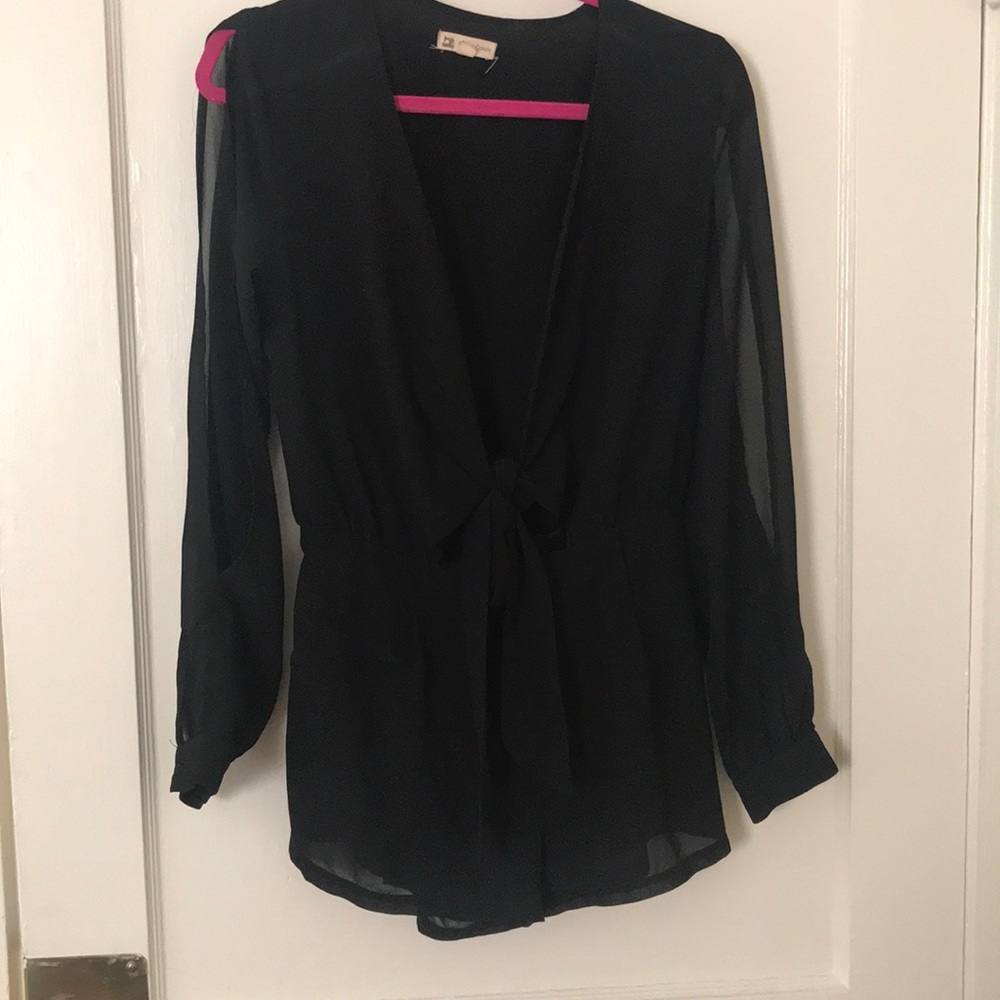 Black  front-tie romper